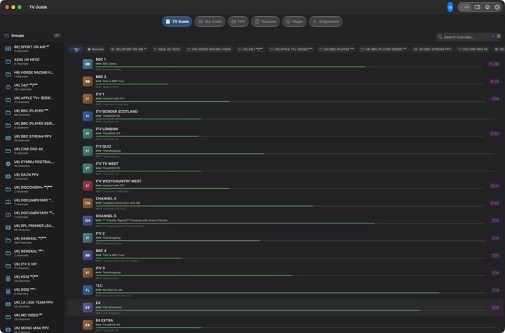 AirCast Beta — native programme guide