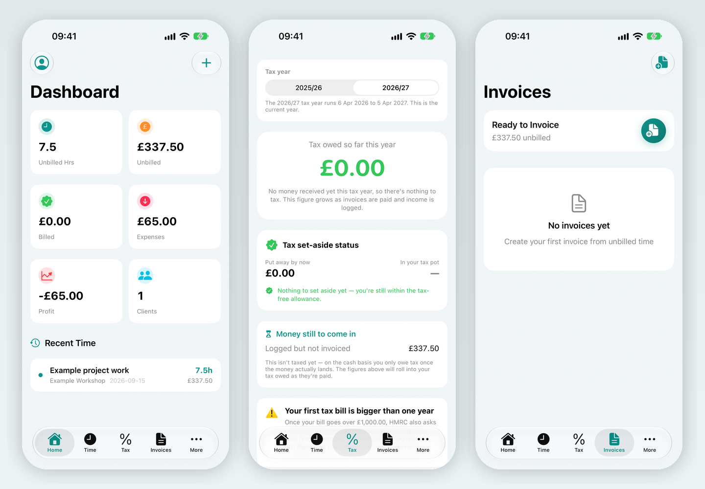 Finance dashboard and invoice summary