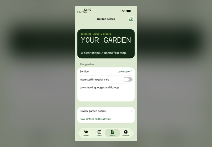 CLH Customer — native quote request