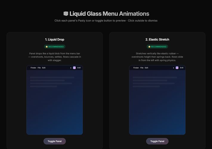 Pasty Liquid Glass Animations