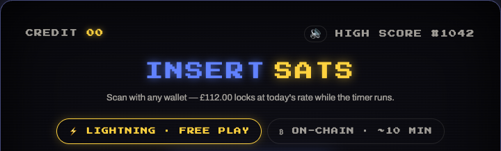 Original bespoke checkout heading and Bitcoin and Lightning network controls