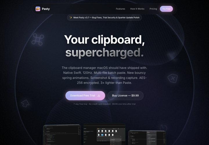 Pasty — native product website